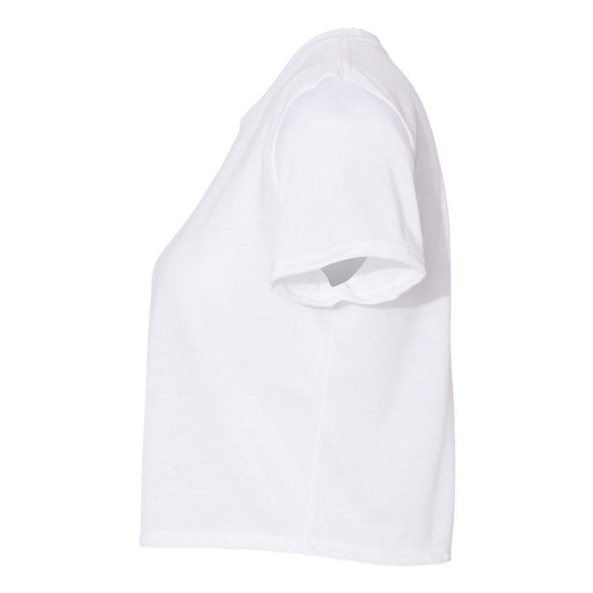White - Side - BELLA + CANVAS Womens Flowy Crop Tee