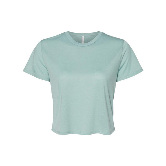 Dusty Blue - Front - BELLA + CANVAS Womens Flowy Crop Tee