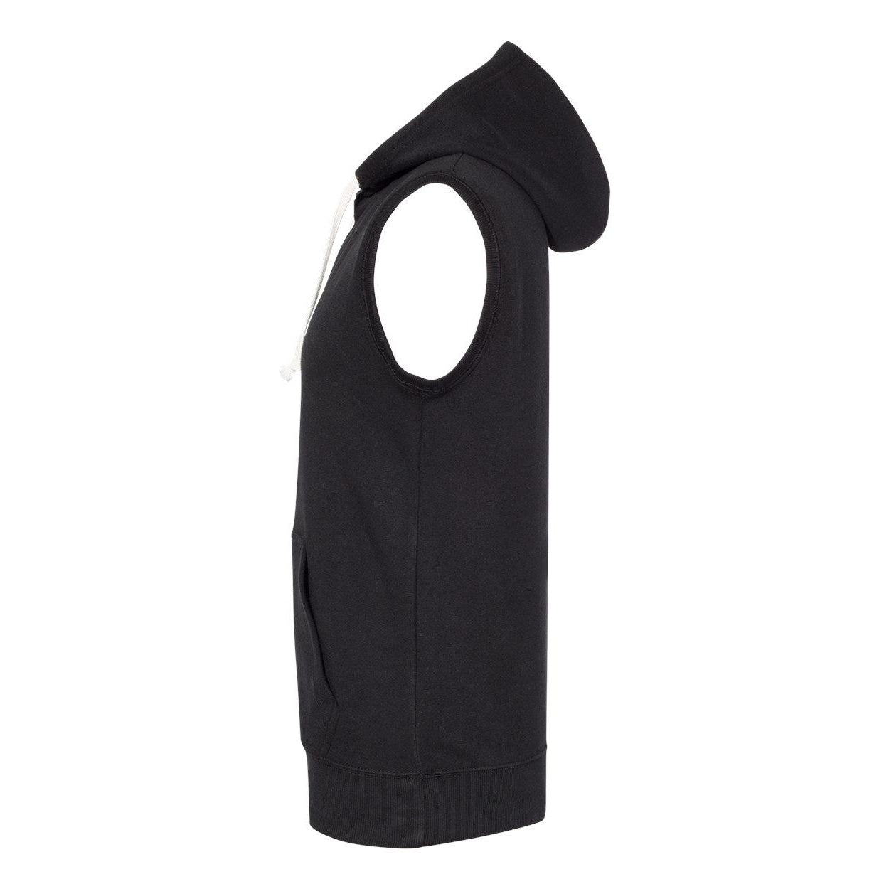 Solid Black - Side - J. America Triblend Sleeveless Hooded Sweatshirt