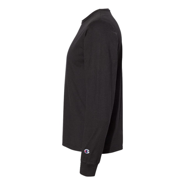 Black - Side - Champion Garment-Dyed Long Sleeve T-Shirt