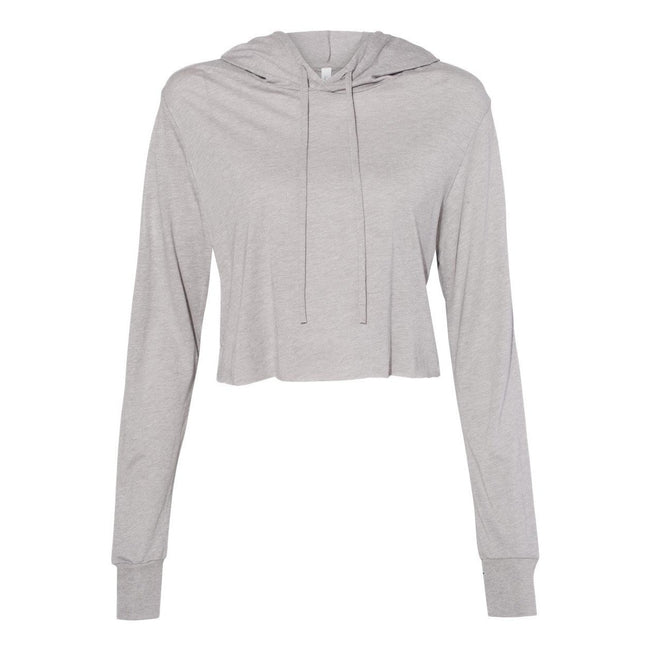 Athletic Grey Triblend - Front - BELLA + CANVAS Womens Triblend Crop Long Sleeve Hoodie