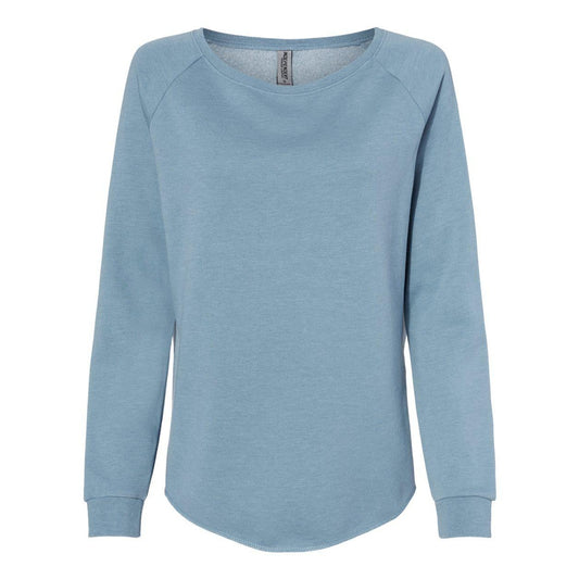 Misty Blue - Front - Independent Trading Co. Women's California Wave Wash Crewneck Sweatshirt
