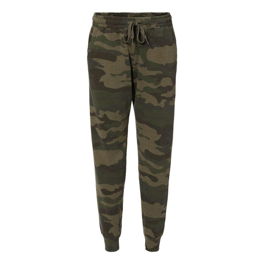 Forest Camo Heather - Front - Independent Trading Co. Women's California Wave Wash Sweatpants