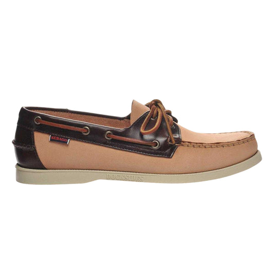 Natural-Dark Brown - Front - Sebago Mens Leather Boat Shoes