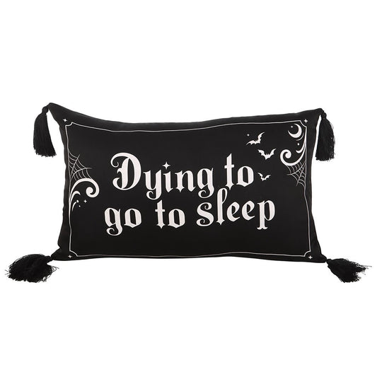 Black-White - Front - Something Different Dying to Go to Sleep Satin Cushion