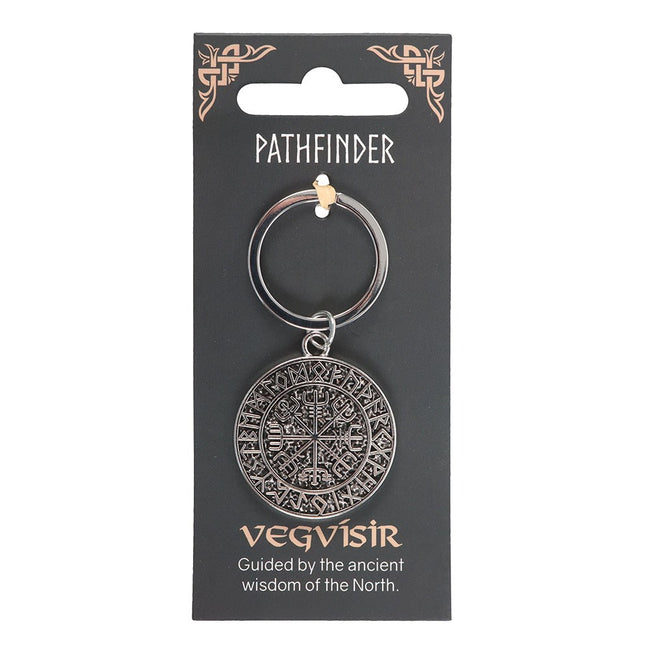 Silver-Grey - Side - Something Different Vegvísir Keyring