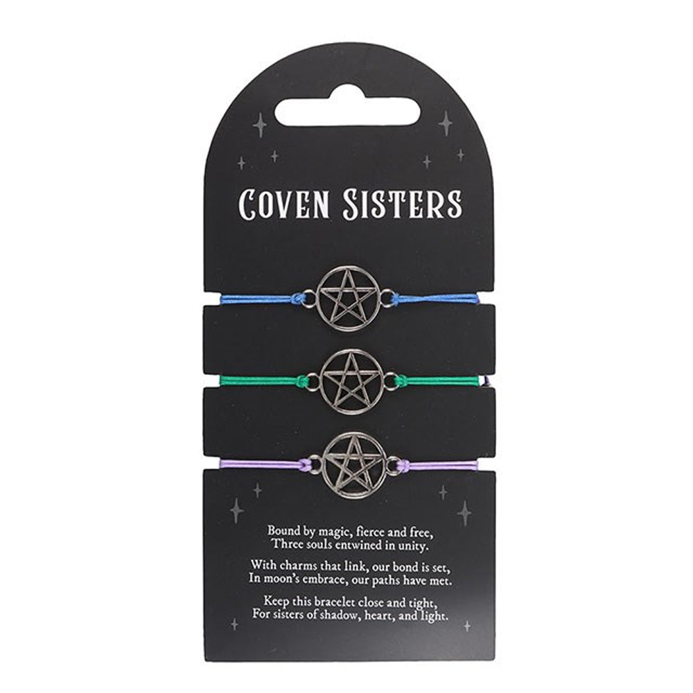 Purple-Green-Blue - Side - Something Different Womens-Ladies Coven Sisters Pentagram Bracelet (Pack of 3)