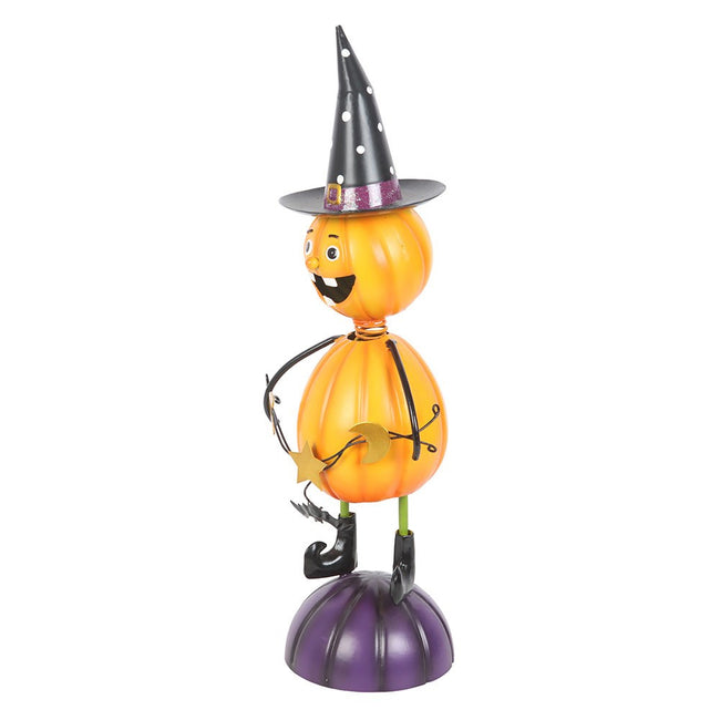 Orange-Black - Side - Something Different Metal Pumpkin Man Ornament