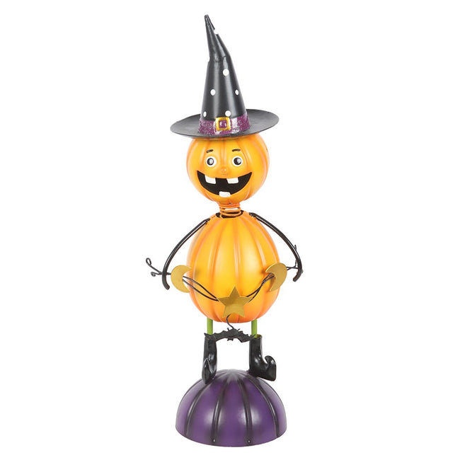 Orange-Black - Front - Something Different Metal Pumpkin Man Ornament