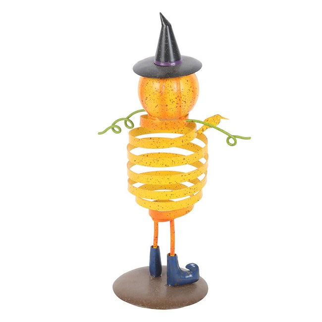 Orange-Black - Back - Something Different Metal Pumpkin Man With Top Hat Ornament