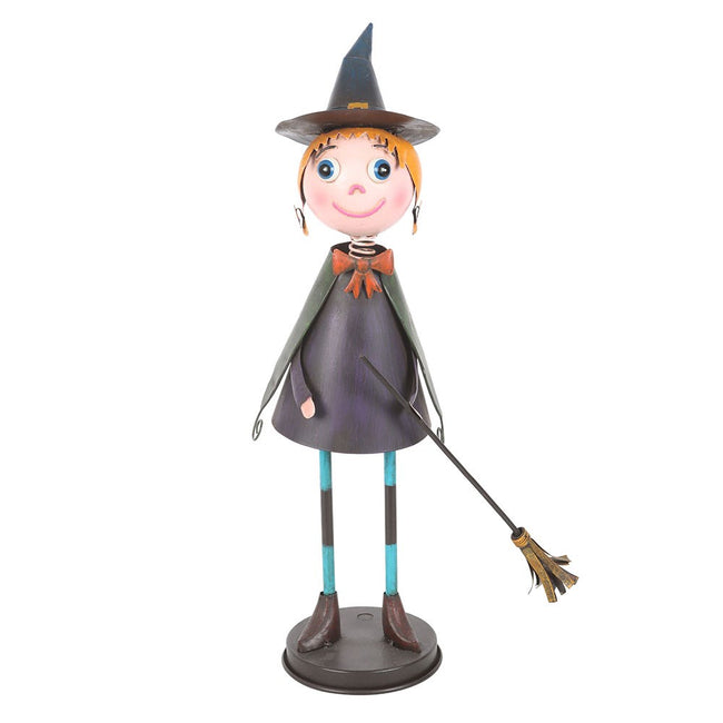 Multicoloured - Front - Something Different Metal Witch With Broom Ornament
