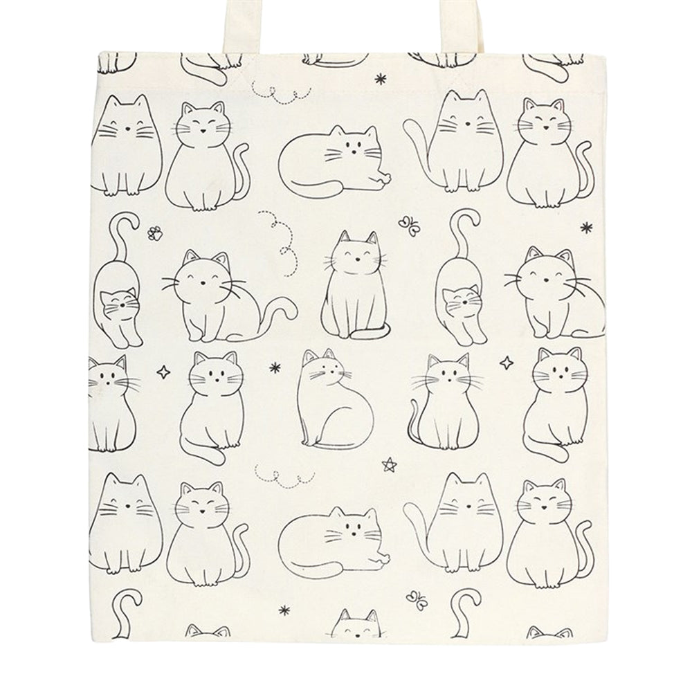 White - Side - Something Different Cat Polycotton Tote Bag