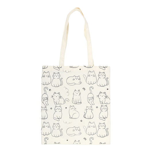 White - Front - Something Different Cat Polycotton Tote Bag