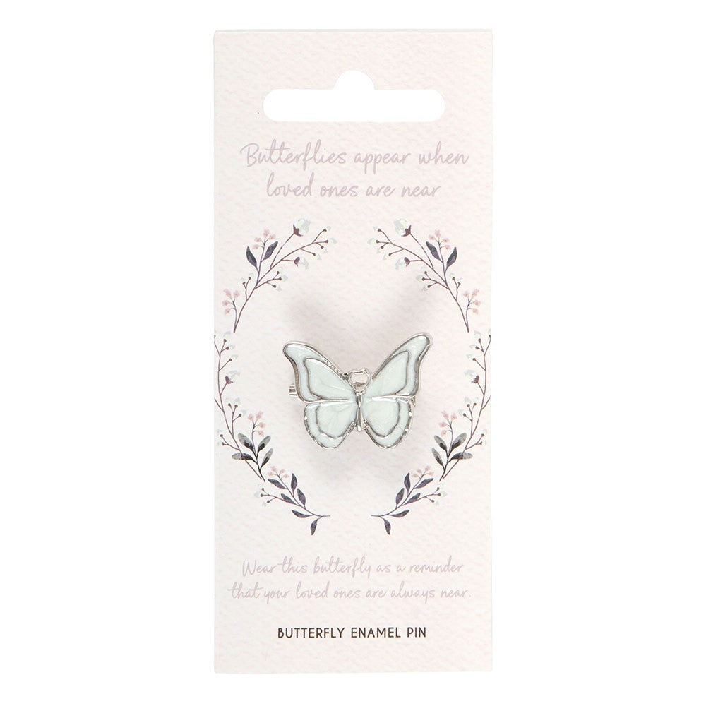 White - Side - Something Different Butterflies Appear Enamel Butterfly Badge