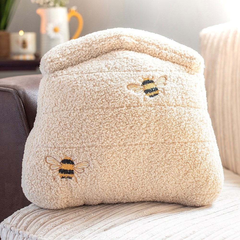 Beige - Lifestyle - Something Different Bouclé Beehive Filled Cushion
