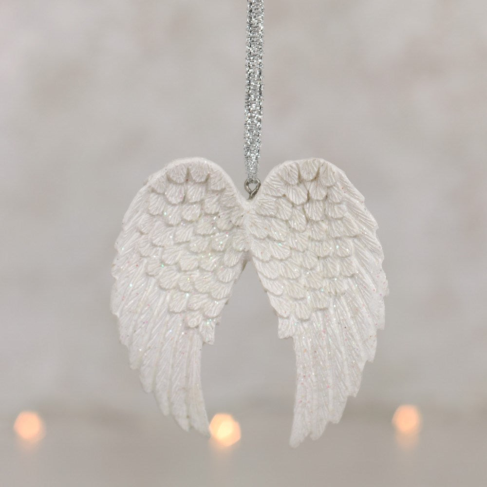 White-Silver - Back - Something Different Angel Wings Hanging Ornament