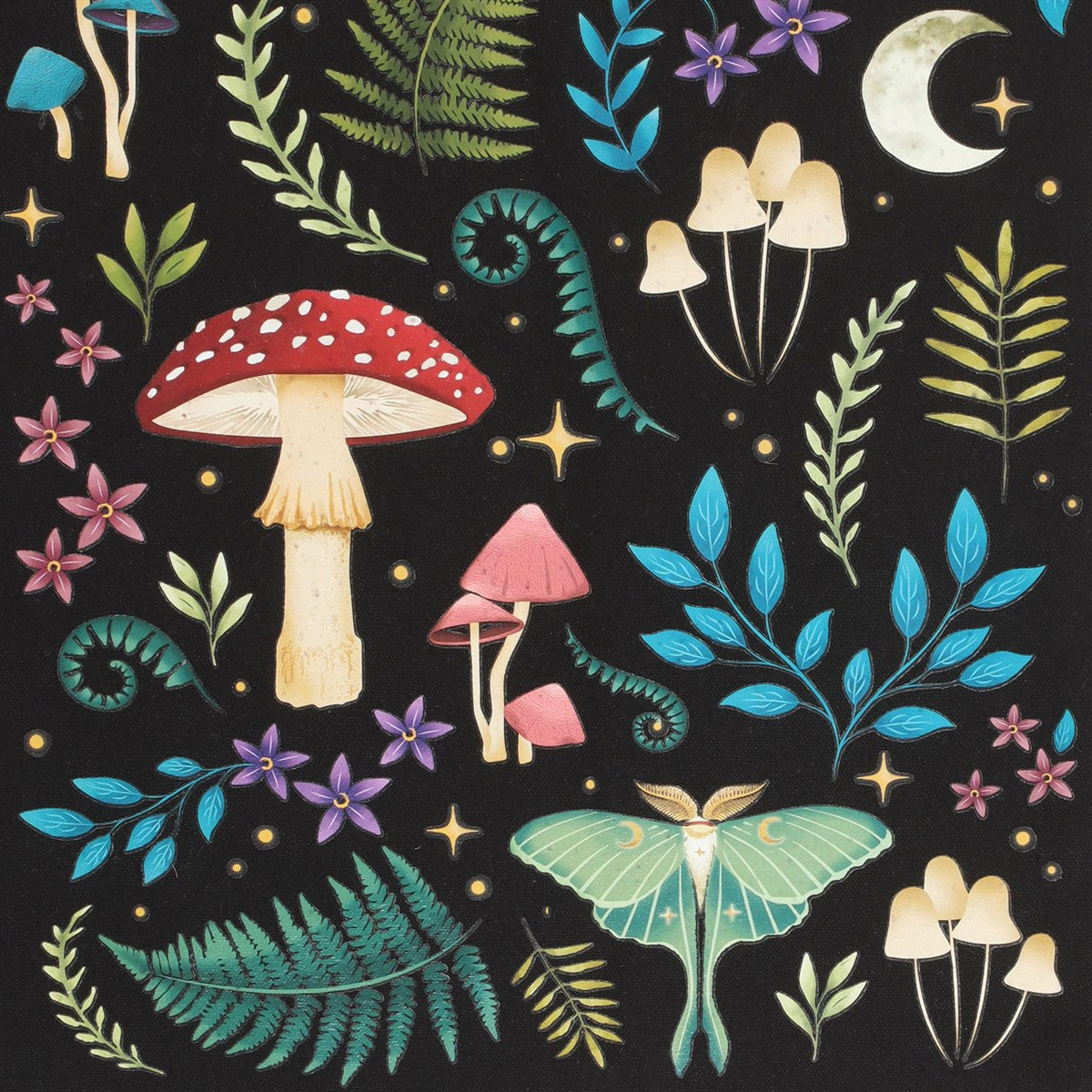 Multicoloured - Side - Something Different Dark Forest Printed Cotton Tote Bag