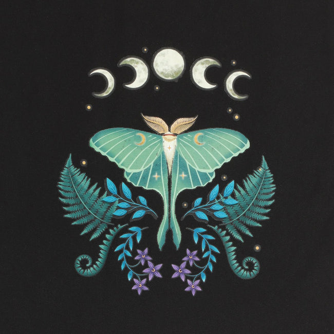 Black-Green-White - Side - Something Different Luna Moth Cotton Tote Bag