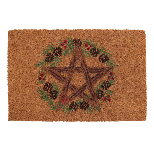 Brown-Green-Red - Front - Something Different Winter Solstice Pentagram Door Mat