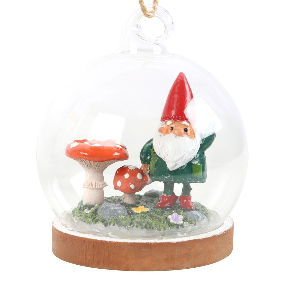 Green-Red-Clear - Side - Something Different Glass Gnome Hanging Decoration
