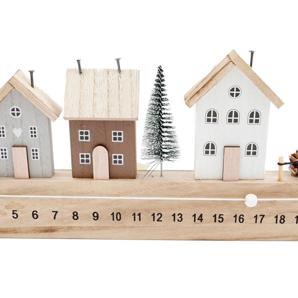 Beige - Back - Something Different Wooden House Christmas Advent Calendar