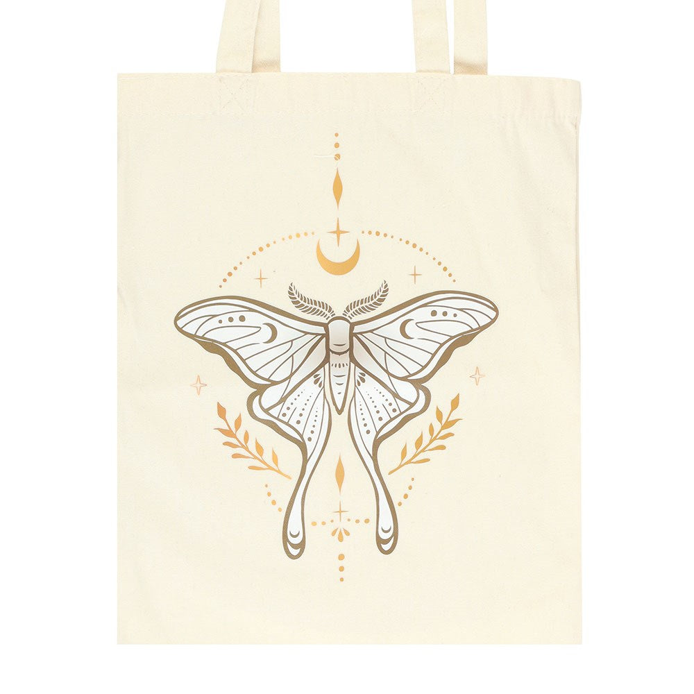 Light Beige - Side - Something Different Light Luna Moth Polycotton Tote Bag