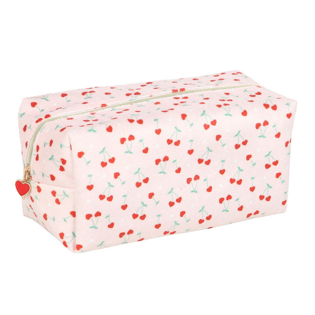 Baby Pink-Red-Green - Back - Something Different Heart Cherry Toiletry Bag