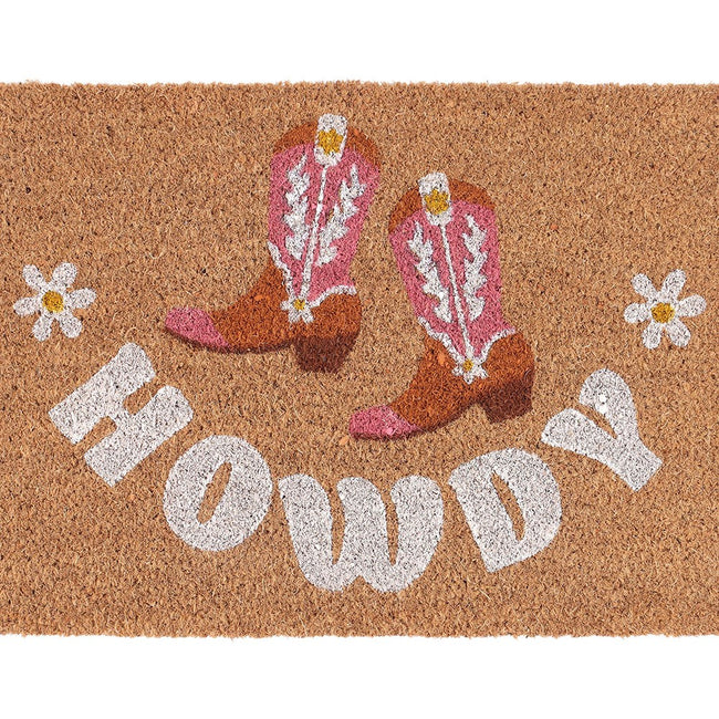 Natural - Side - Something Different Howdy Cowboy Boot Door Mat