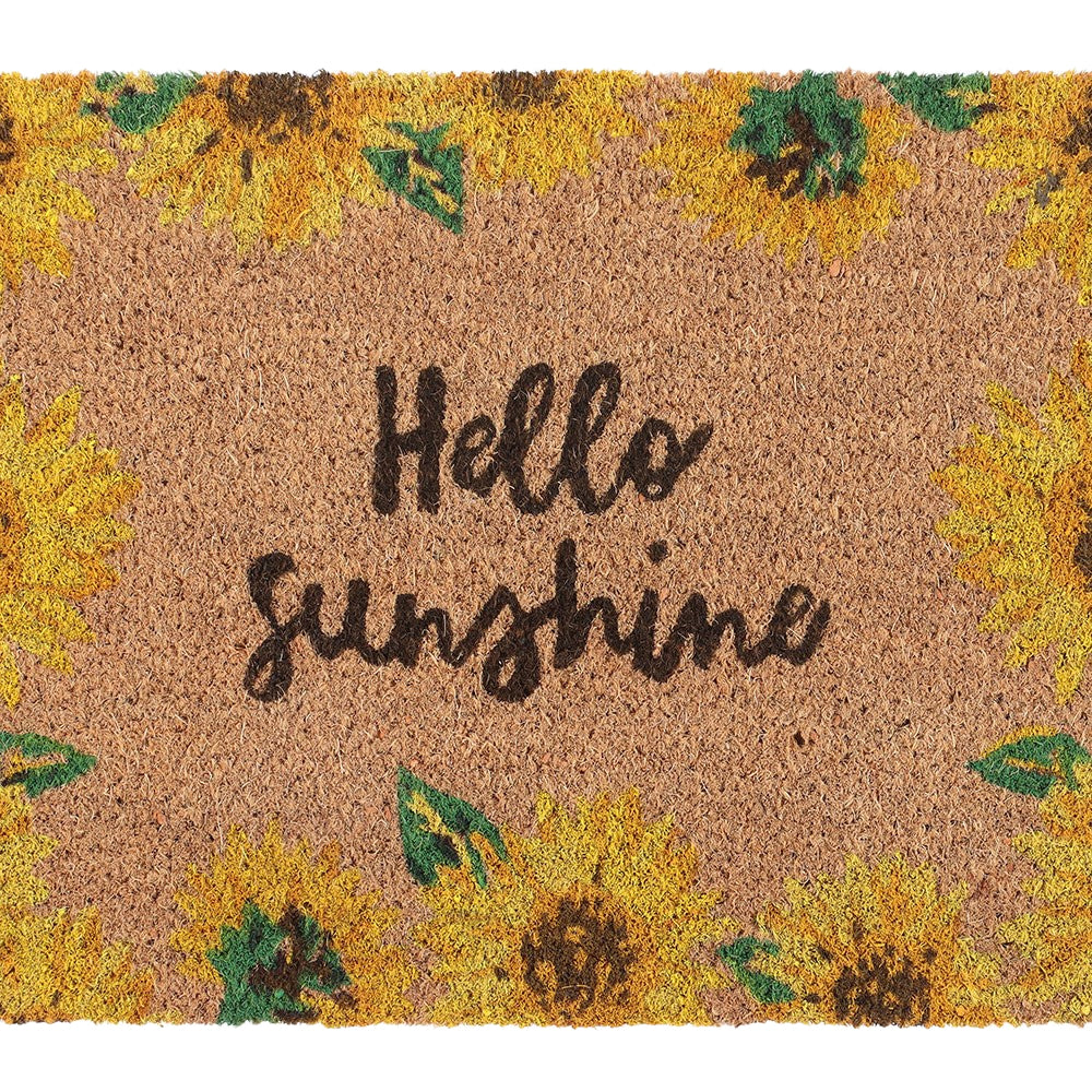 Yellow-Brown - Side - Something Different Hello Sunshine Sunflower Door Mat