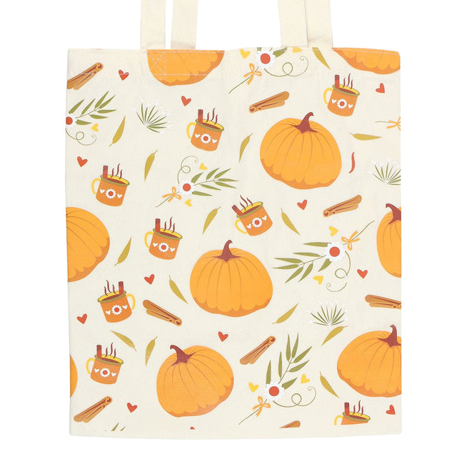 White-Orange - Side - Something Different Autumn Days Print Polycotton Tote Bag