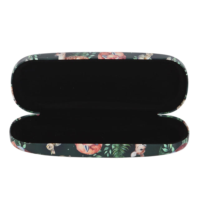 Green-Brown-White - Back - Something Different Fawn And Friends Forest Print Glasses Case