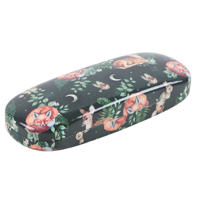 Green-Brown-White - Side - Something Different Fawn And Friends Forest Print Glasses Case