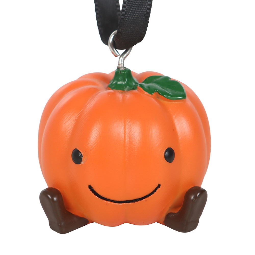 Orange-Black-Green - Side - Something Different Pumpkin Halloween Hanging Ornament