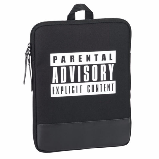 Black-White - Front - Children-Youth Parental Advisory Logo Design Tablet-Laptop Bag (10.6in)