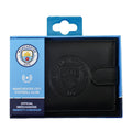 Black - Back - Manchester City FC Mens RFID Embossed Leather Wallet