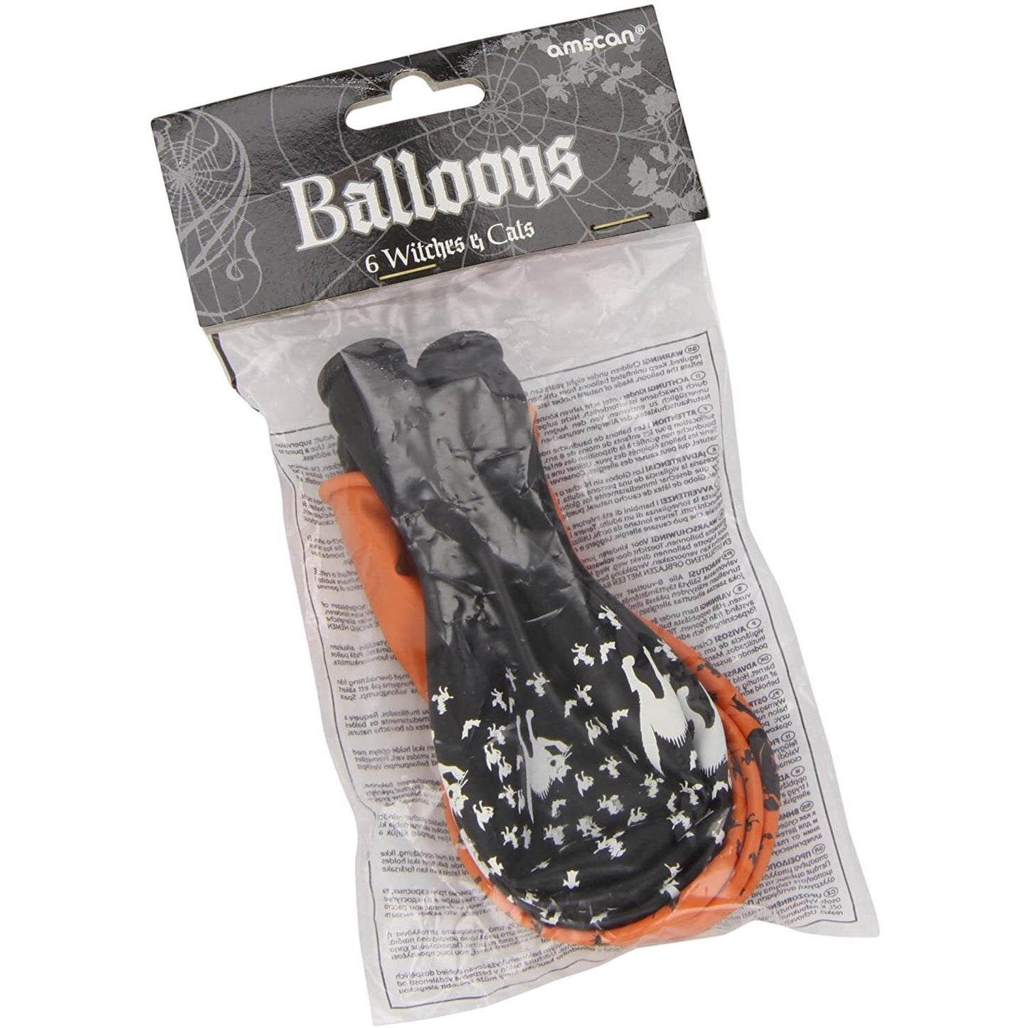 Orange-Black - Back - Amscan Latex Halloween Balloons (Pack of 6)