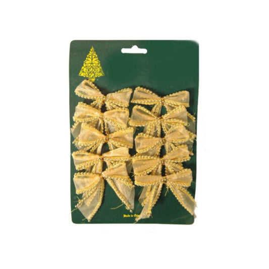 Gold - Front - Scream Machine Bow Christmas Decoration (Pack of 10)