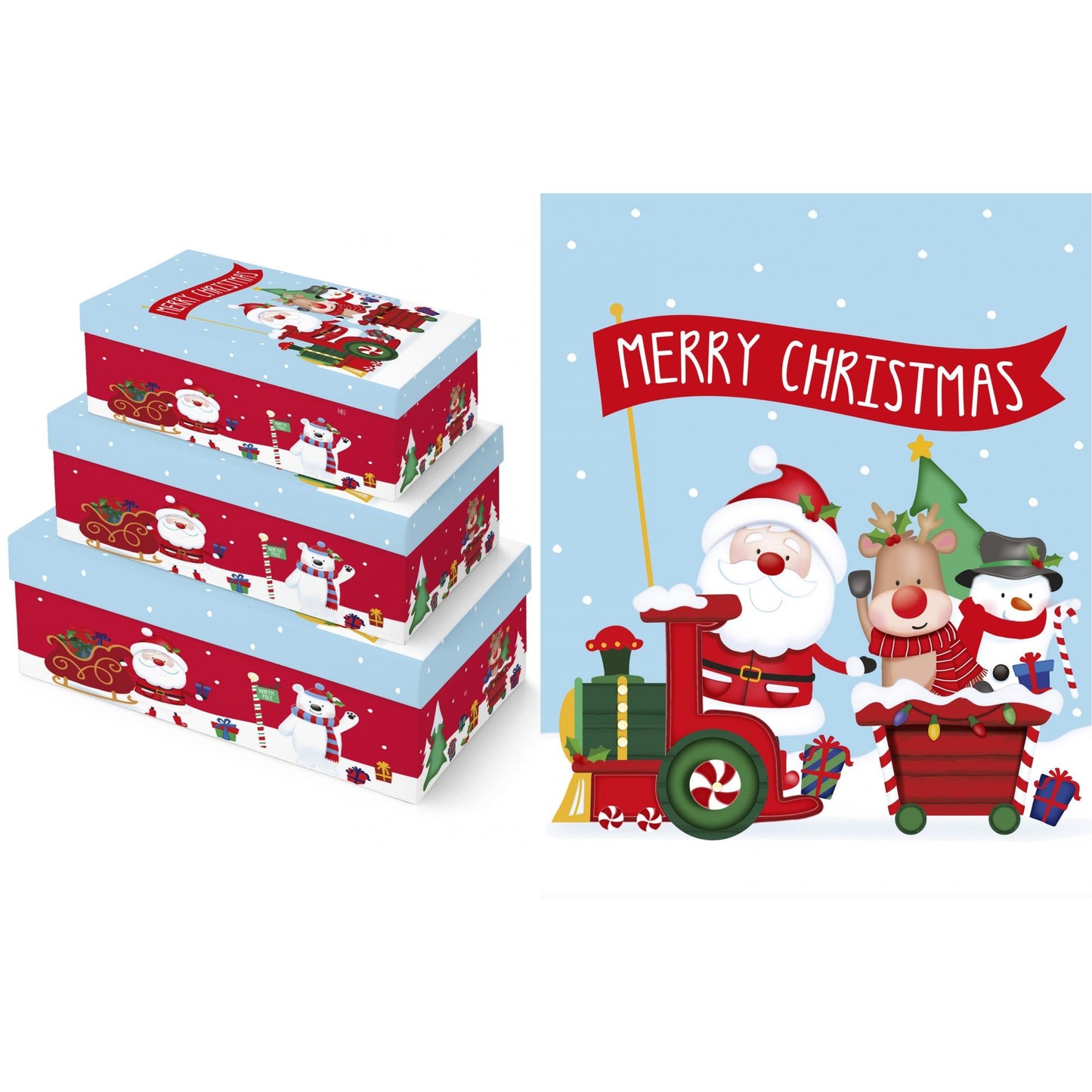 Multicoloured - Back - Eurowrap Oblong Santa Claus Christmas Gift Boxes (Pack of 3)