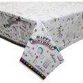 Multicoloured - Front - Unique Party Plastic Doodle Happy Birthday Party Table Cover