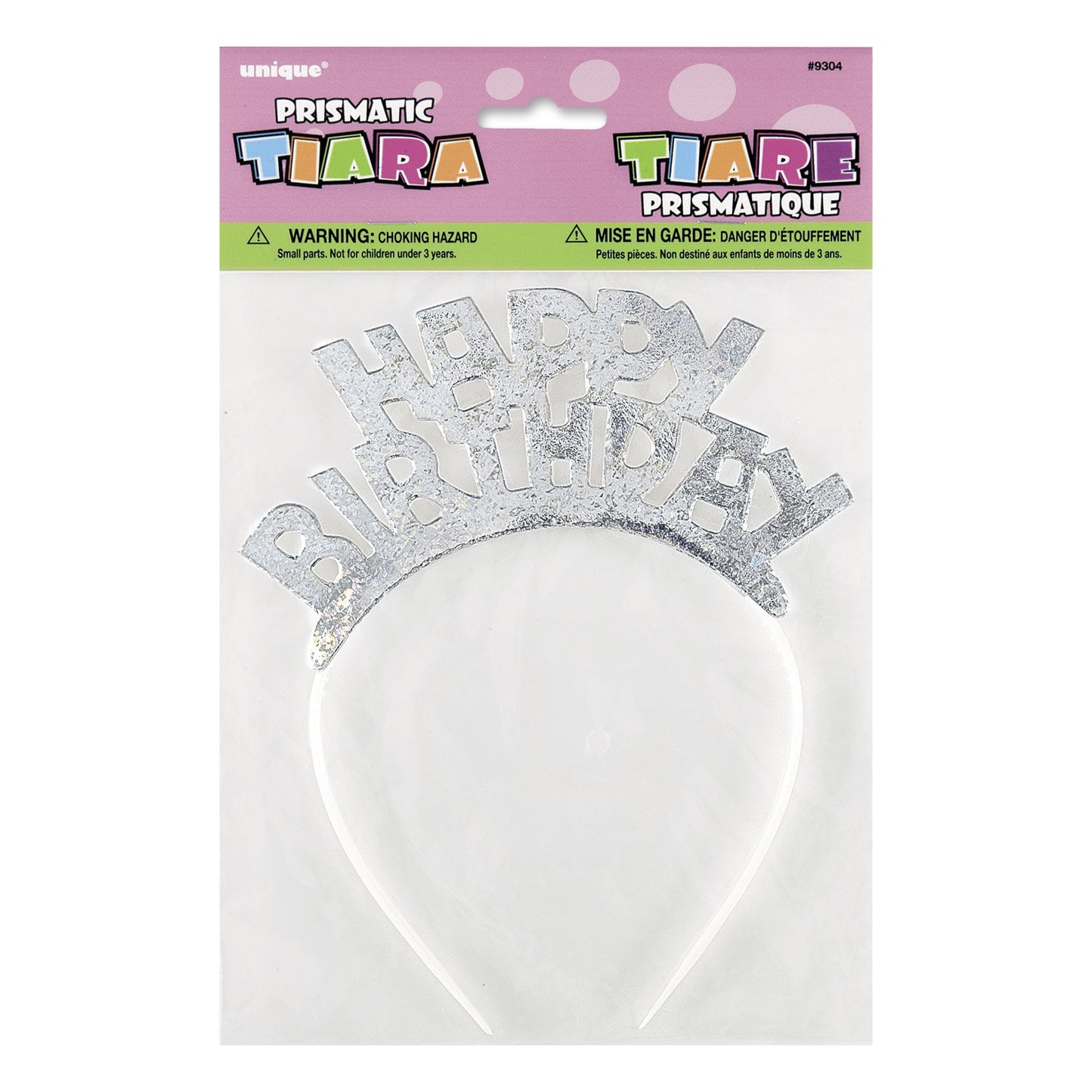 White-Silver - Back - Unique Party Prismatic Happy Birthday Tiara