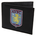 Black - Front - Aston Villa FC Mens Official Leather Wallet With Embroidered Football Crest