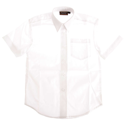 White - Front - Boys Short Sleeved School Shirt