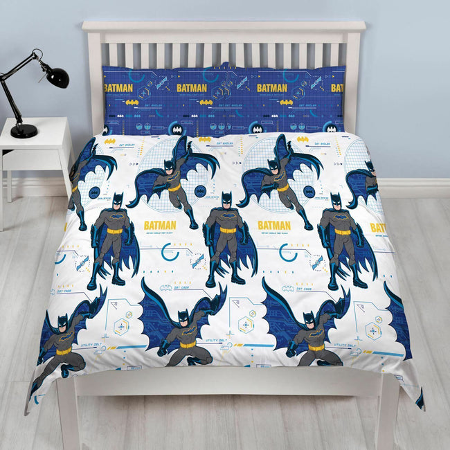 White-Deep Blue - Back - Batman Reversible Tech Duvet Cover Set