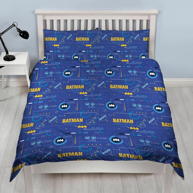 White-Deep Blue - Side - Batman Reversible Tech Duvet Cover Set