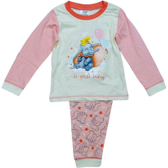 Pink-Grey - Front - Dumbo Baby Girls Pyjama Set