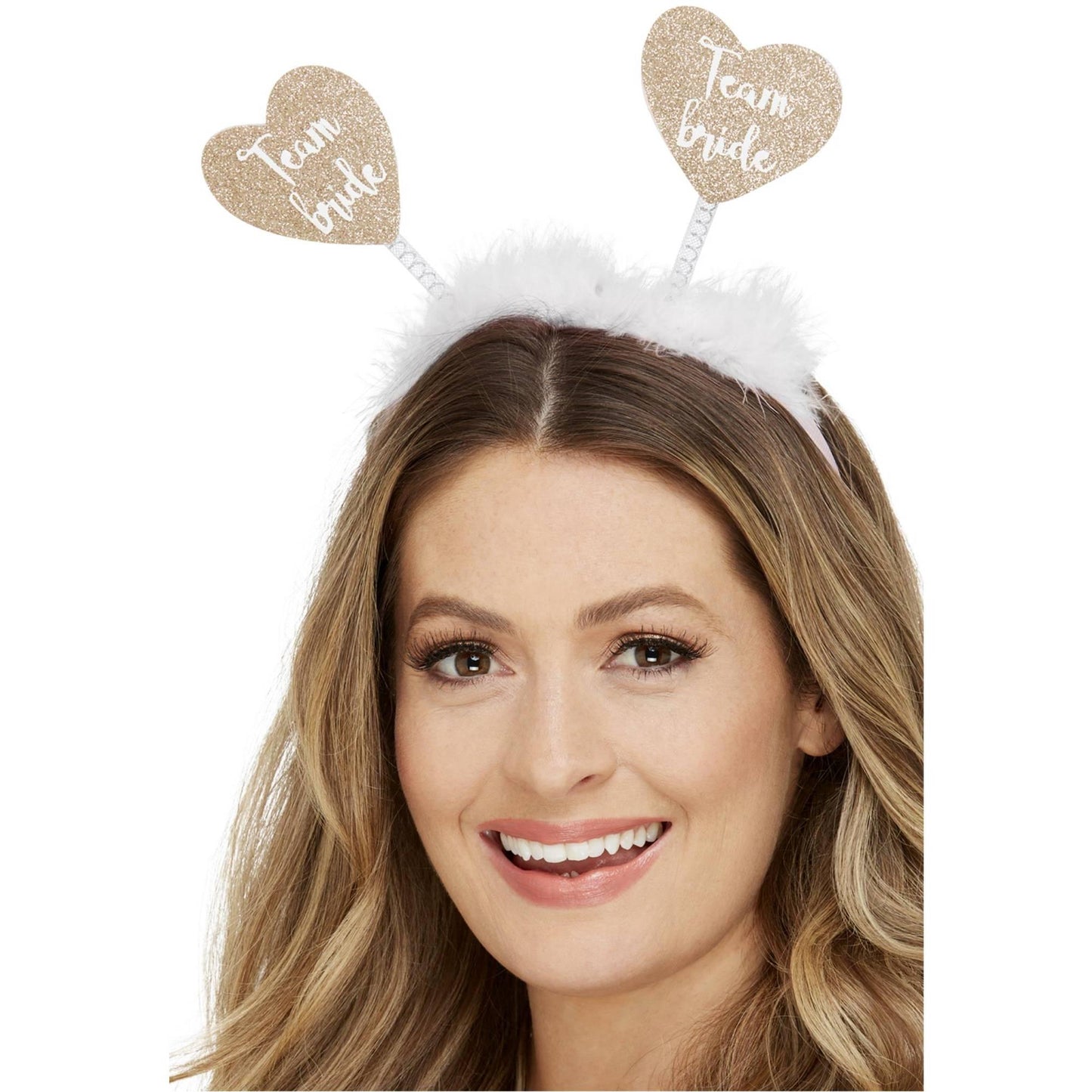 White - Back - Smiffys Womens-Ladies Team Bride Heart Boppers Headband