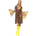 Brown-Yellow - Back - Smiffys Womens-Ladies 60s Groovy Costume Set