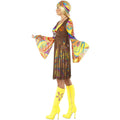 Brown-Yellow - Lifestyle - Smiffys Womens-Ladies 60s Groovy Costume Set
