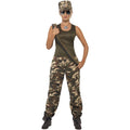 Khaki Green - Pack Shot - Smiffys Womens-Ladies Deluxe Camo Costume Set