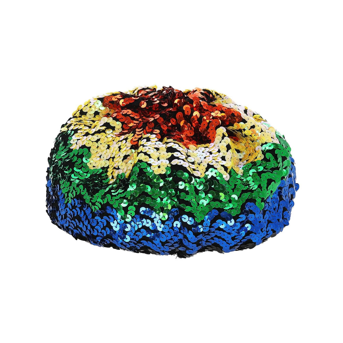 Multicoloured - Side - Smiffys Unisex Adult Rainbow Sequin Costume Beret